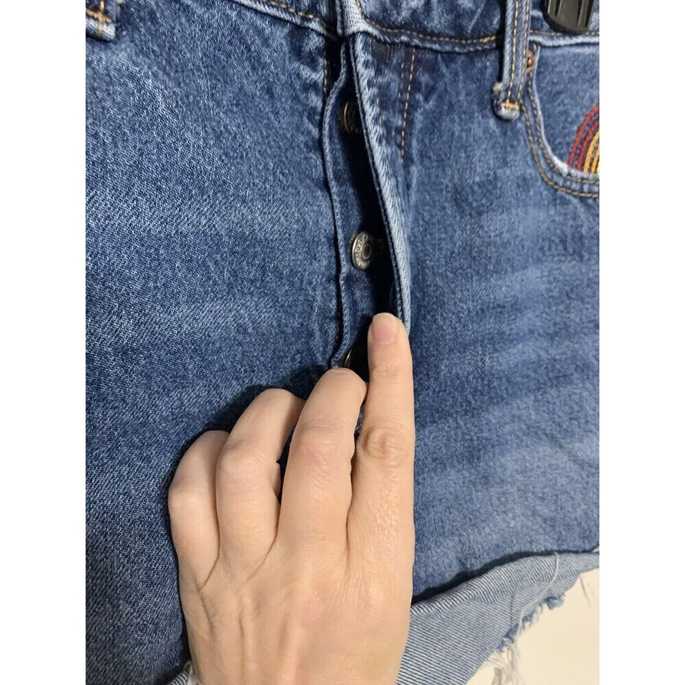 Old Navy Womens 12 O.G.‎ Short High Rise Rainbow Embellished Denim Jean Shorts